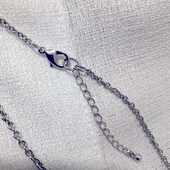 Aqua and silver adjustable necklace, long length. - Picture 5 of 8